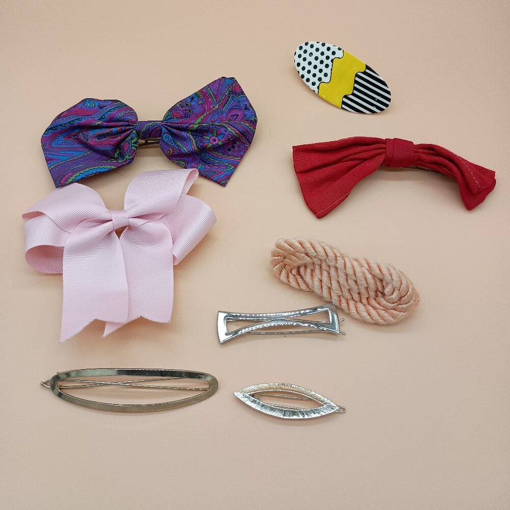 Vintage Barrettes and Bows Lot of 8 80's 90's Hair Accessories